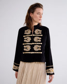 Summum Chic Velours Embroidered Jacket In Black 