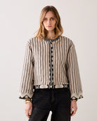 Summum reversible kimono jacket jacquard print inside out view 