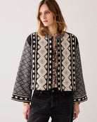 Summum reversible kimono jacket jacquard print front view 