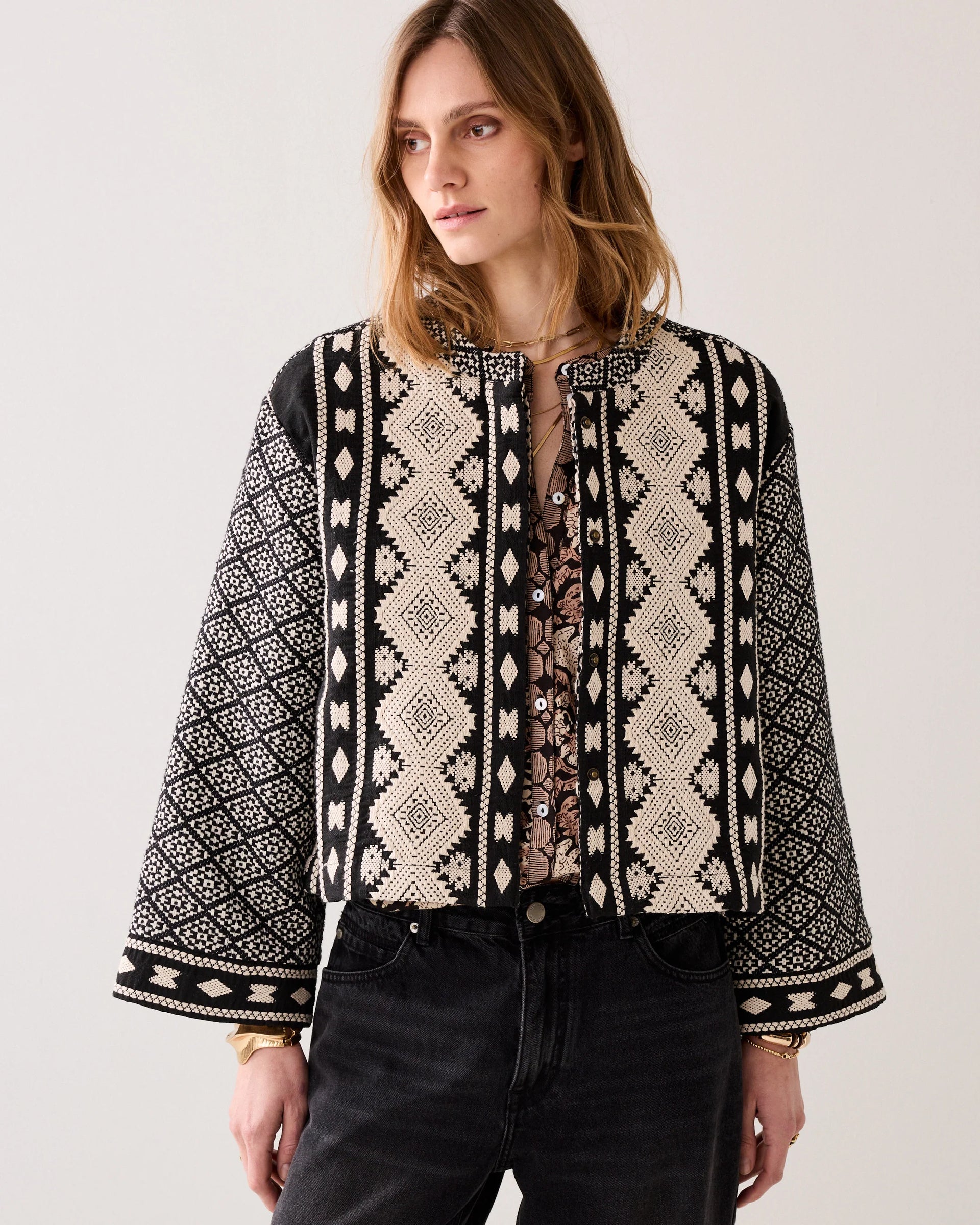 Reversible Kimono Jacket Ireland – Jacquard Cropped Jacket