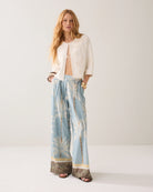     Summum cream cotton jacket with embroidery and bead detail outfit view