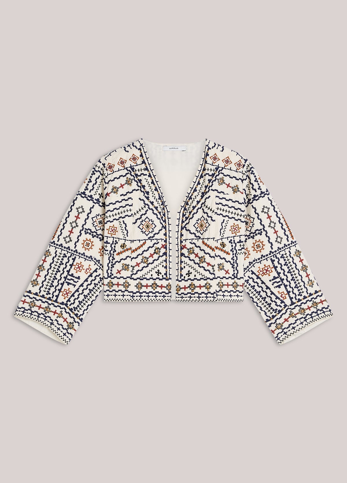 Summum geometric embroidered cropped jacket product view
