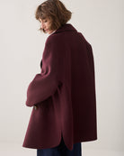 Summum burgundy wool blend coat back view