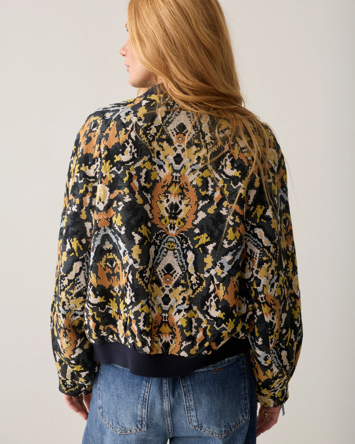 Summum multicolour jacquard bomber jacket – back model view