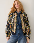 Summum jacquard bomber jacket – front model view over denim shirt