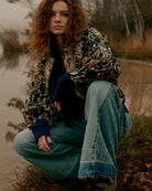 Summum patterned jacquard bomber jacket – outdoor styled model view