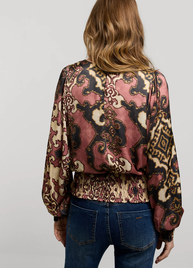 Summum Dusky Rose Pink Print Top From The Back