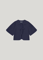 Summum Navy Jacquard Cardigan Jacket With Bow Front