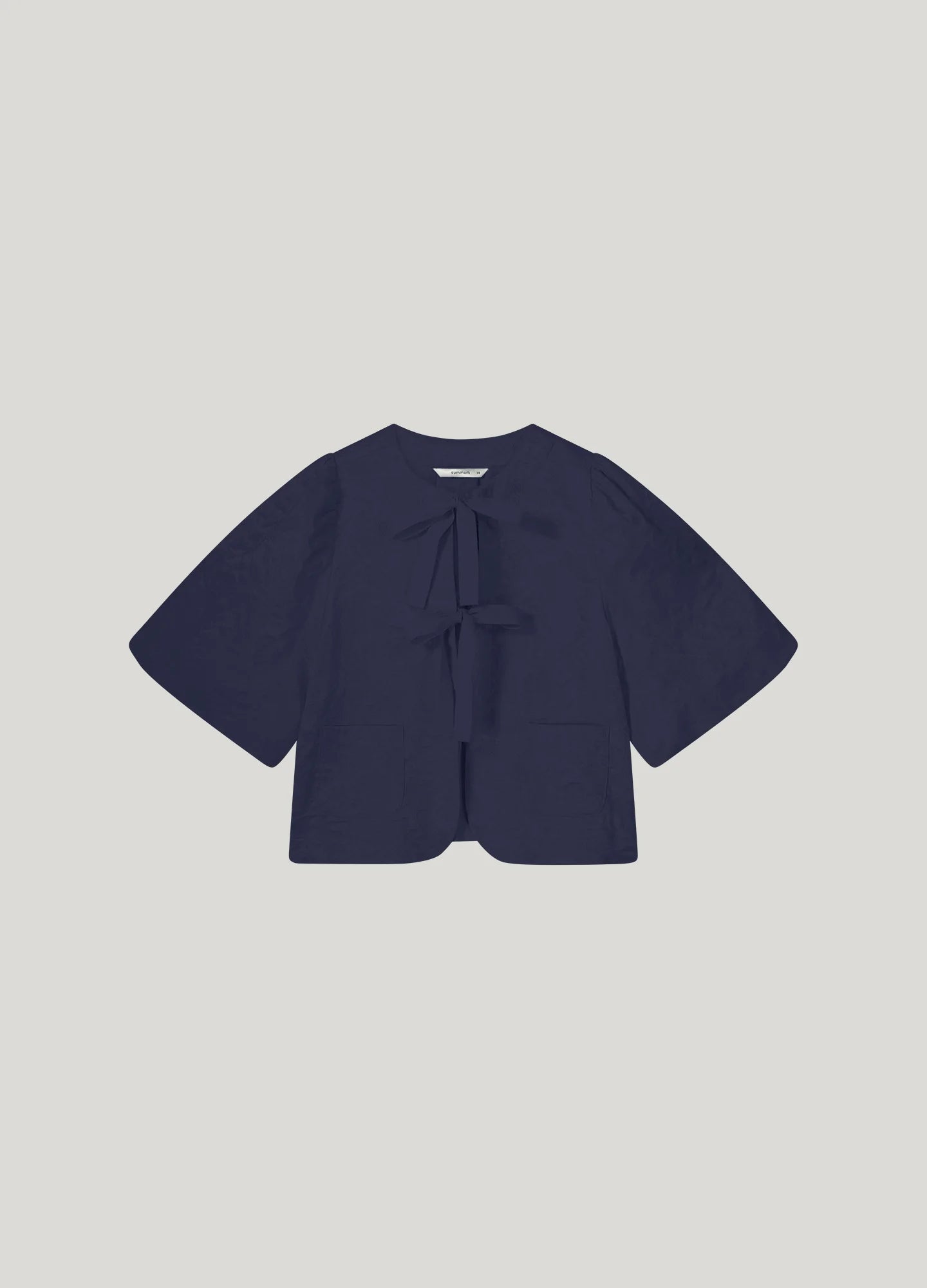 Summum Navy Jacquard Cardigan Jacket With Bow Front