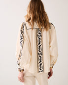 Summum embroidered blouse back detail long sleeve cotton blouse