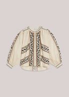 Summum cream embroidered puff sleeve blouse 