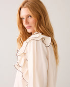 Summum cream blouse side view ruffle sleeve detail