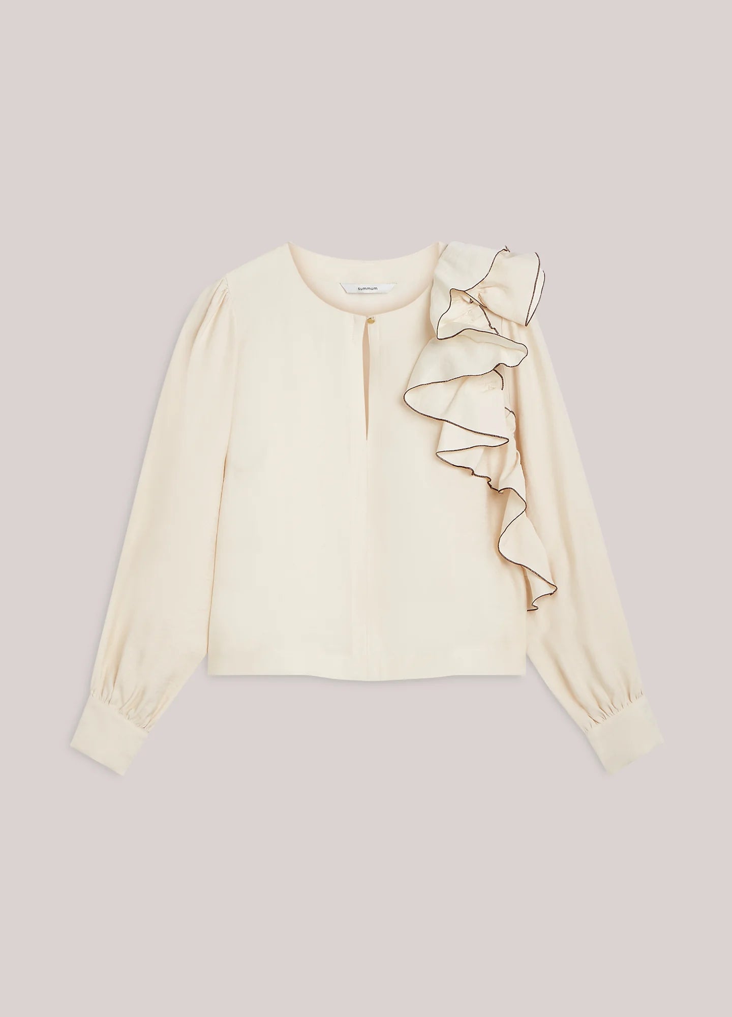 Summum cream blouse back view soft linen blend fit