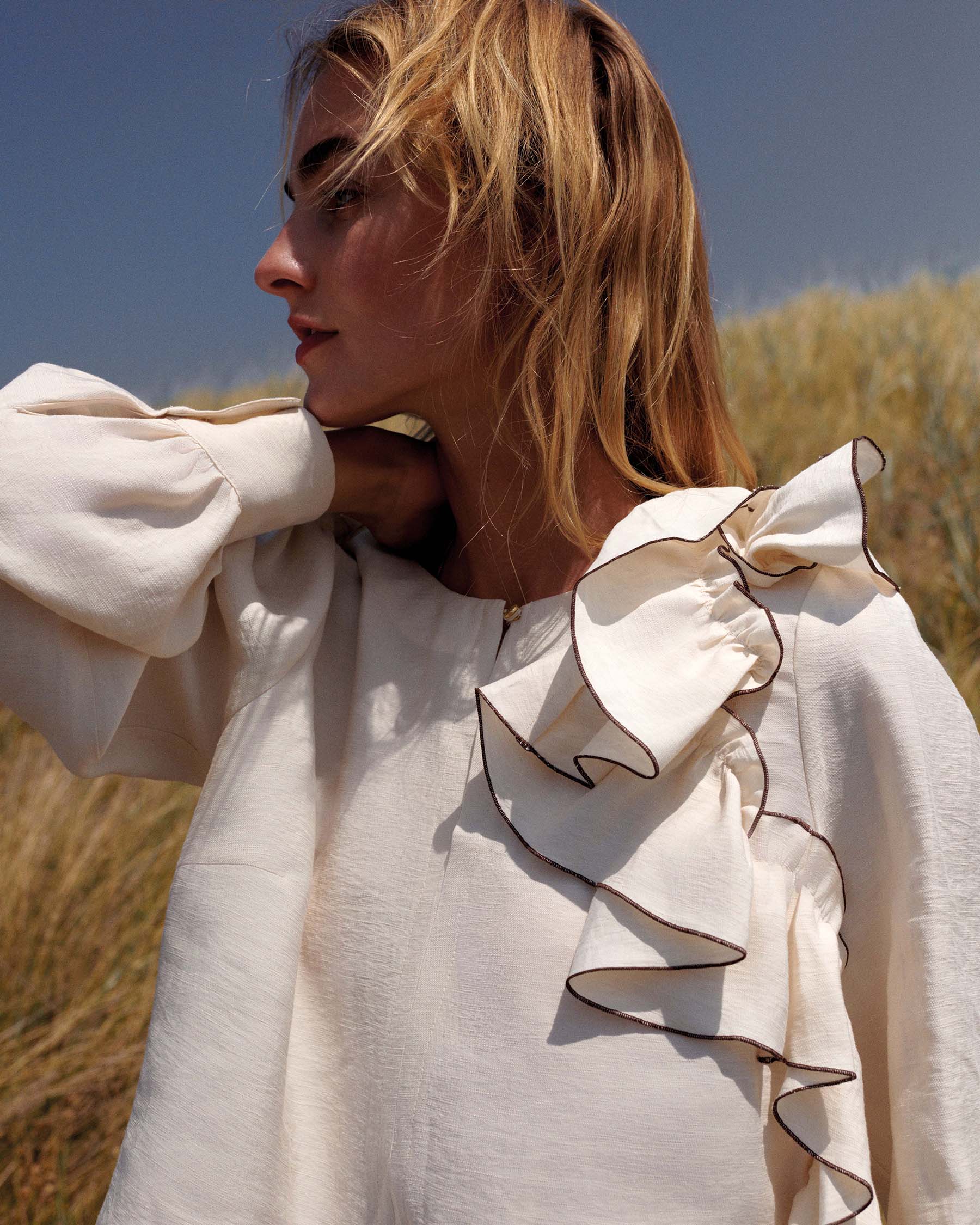 Summum statement ruffle shoulder top Ireland