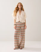 Summum burnout brocade summer top styled with printed trousers