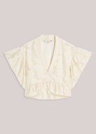 Summum cream textured peplum top product image