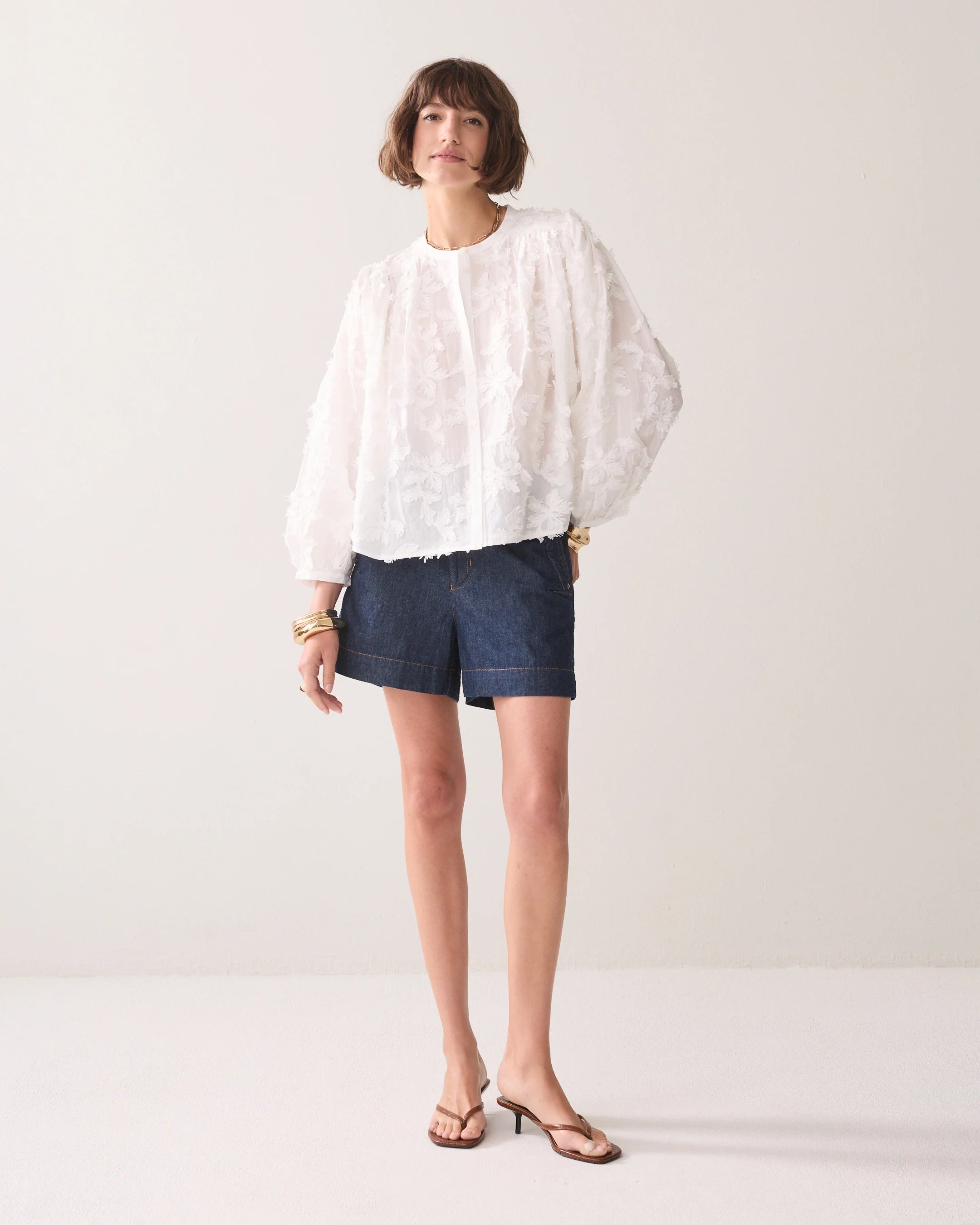 Summum 3D palm textured blouse in white 
