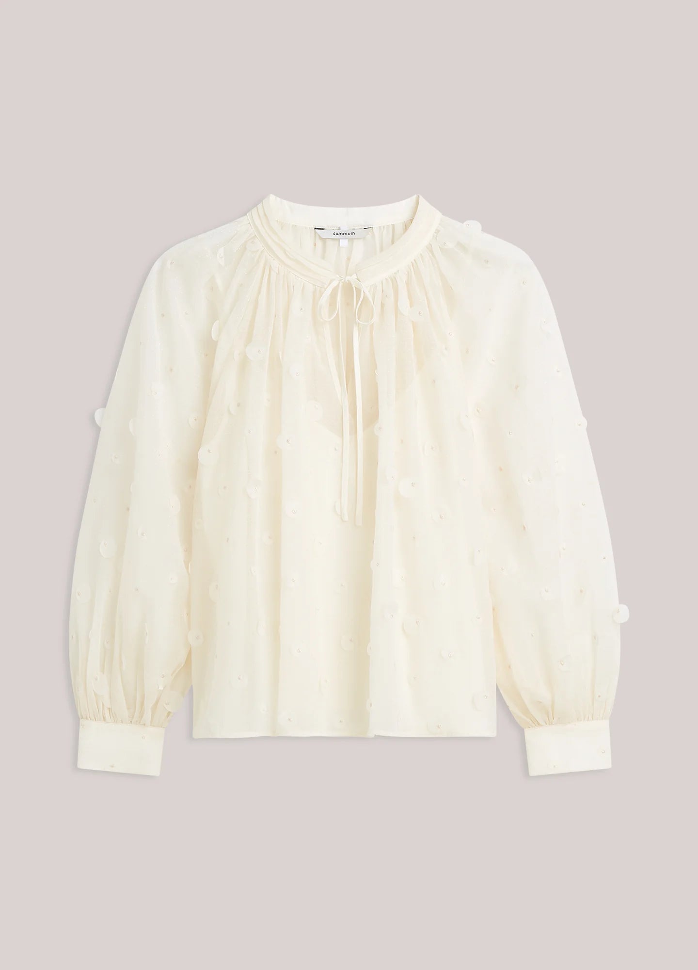 Summum cream 3D sequin and bead blouse – product-only front view
