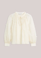 Summum cream 3D sequin and bead blouse – product-only front view