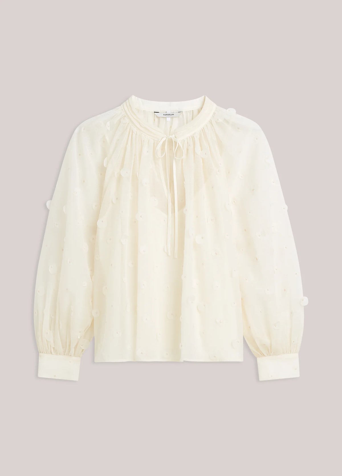 Summum cream 3D sequin and bead blouse – product-only front view