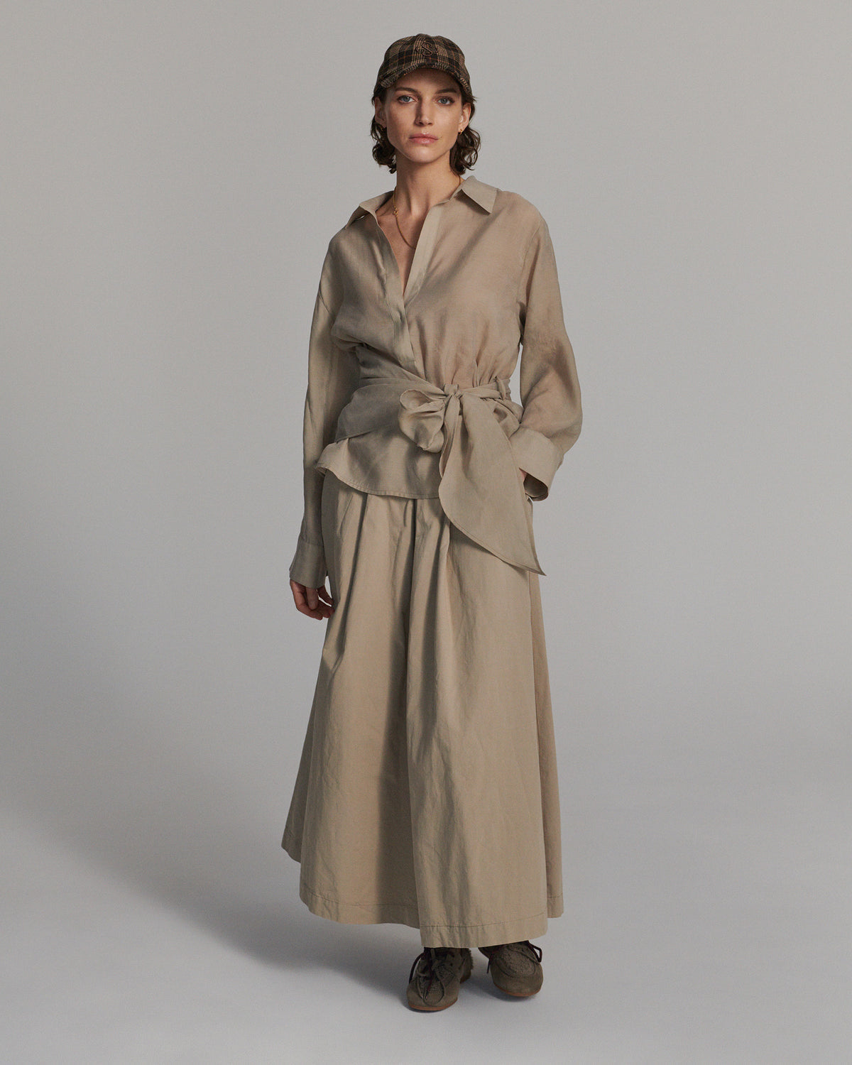 Women’s Summum sand wrap blouse styled with matching skirt