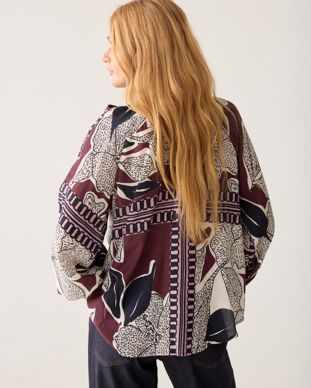 Summum burgundy printed blouse back view