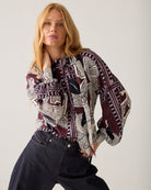 Summum floral print blouse with puff sleeves side view