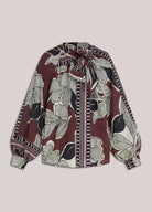 Summum burgundy floral bow blouse product image