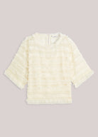 Summum cream sheer textured three-quarter sleeve top