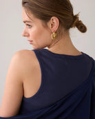 Summum Navy Shimmery Ribbed Tank Top From The Back 