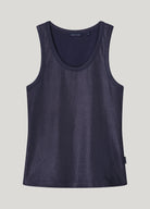 Summum Navy Shimmery Ribbed Vest Top