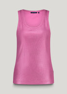 Flat lay of Summum shiny ribbed summer tank top in vibrant pink