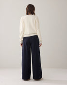 Summum wide leg palazzo trousers navy back view showing relaxed fit