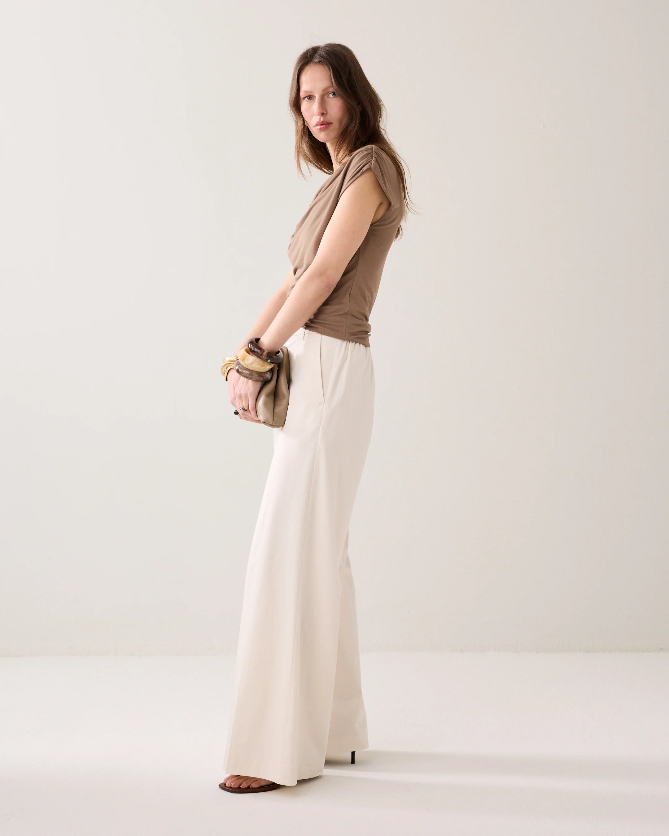 Summum wide leg trousers side view full length