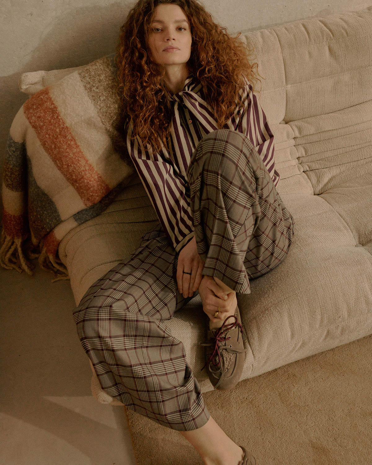 Women’s Summum check wide leg trousers styled outfit