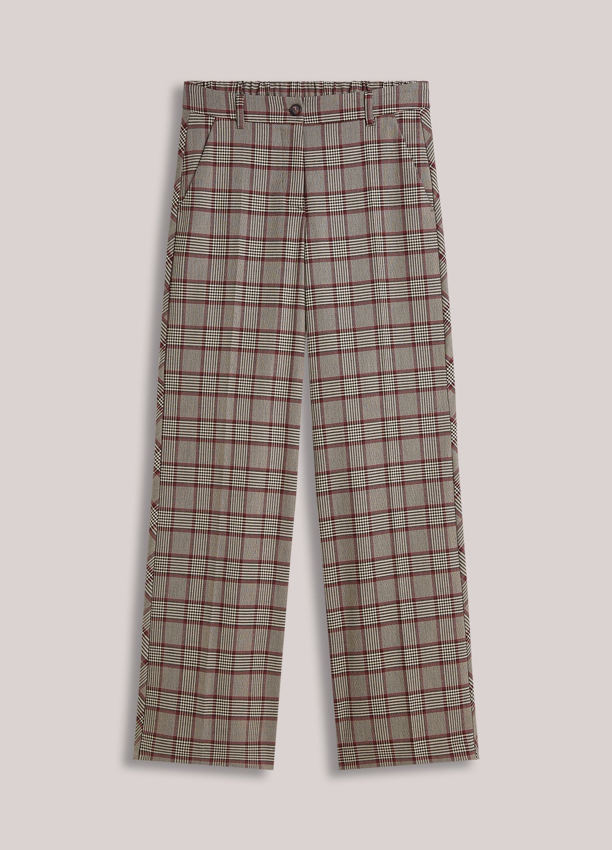 Summum burgundy grey check wide leg trousers product image