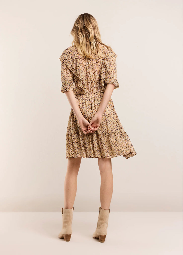 Summum Confetti Print Voile Ruffle Dress From Back