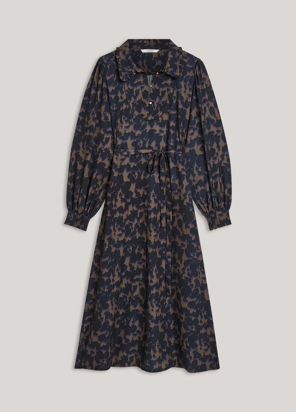 Summum long sleeve camouflage print midi dress – product view