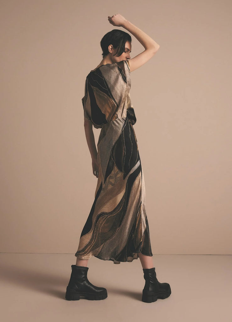 Summum Abstract Swirl Print Long Skirt