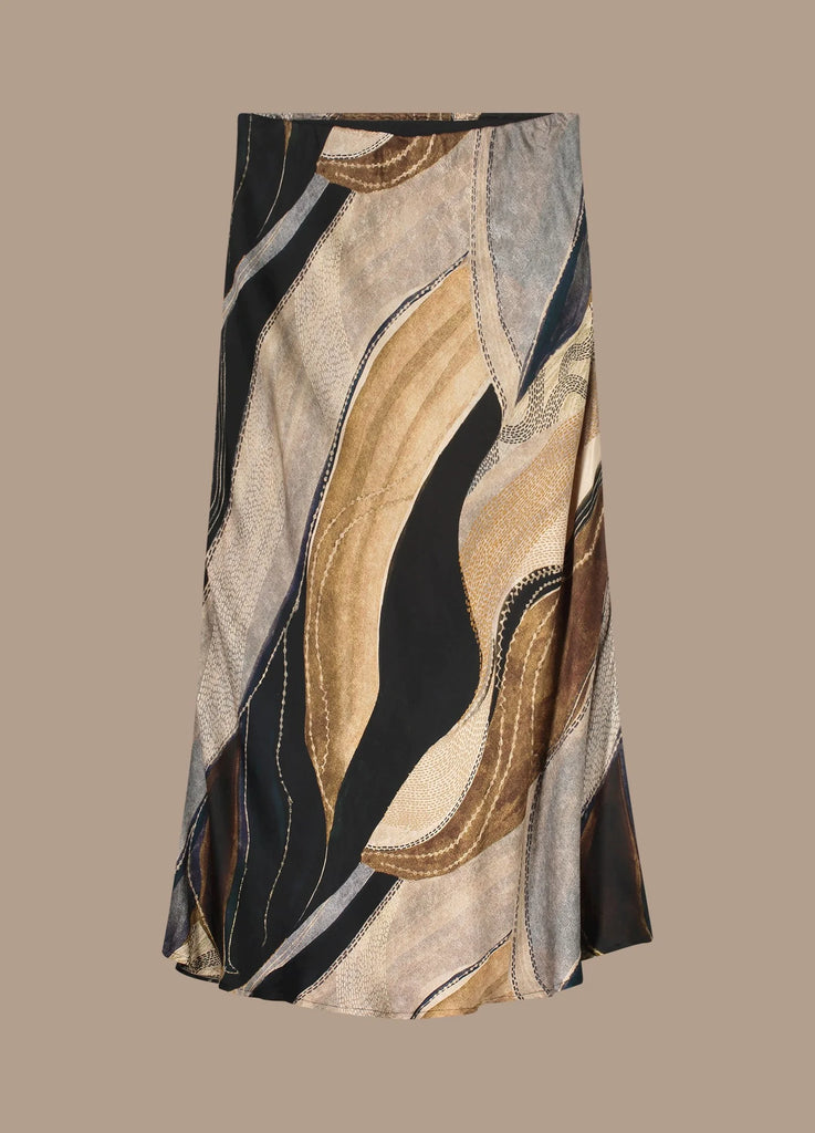 Summum Abstract Long Swirl Print Skirt