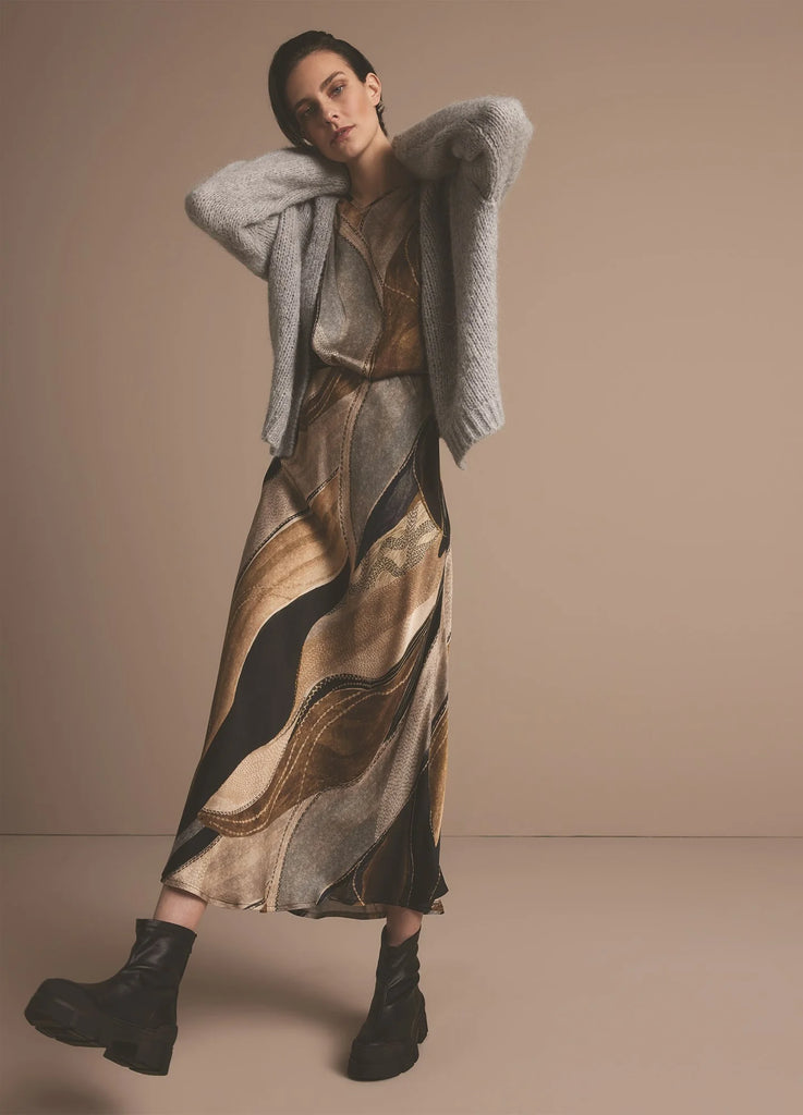Summum Abstract Swirl Print Midi Skirt