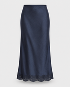 Summum navy midi skirt – scalloped lace hem detail