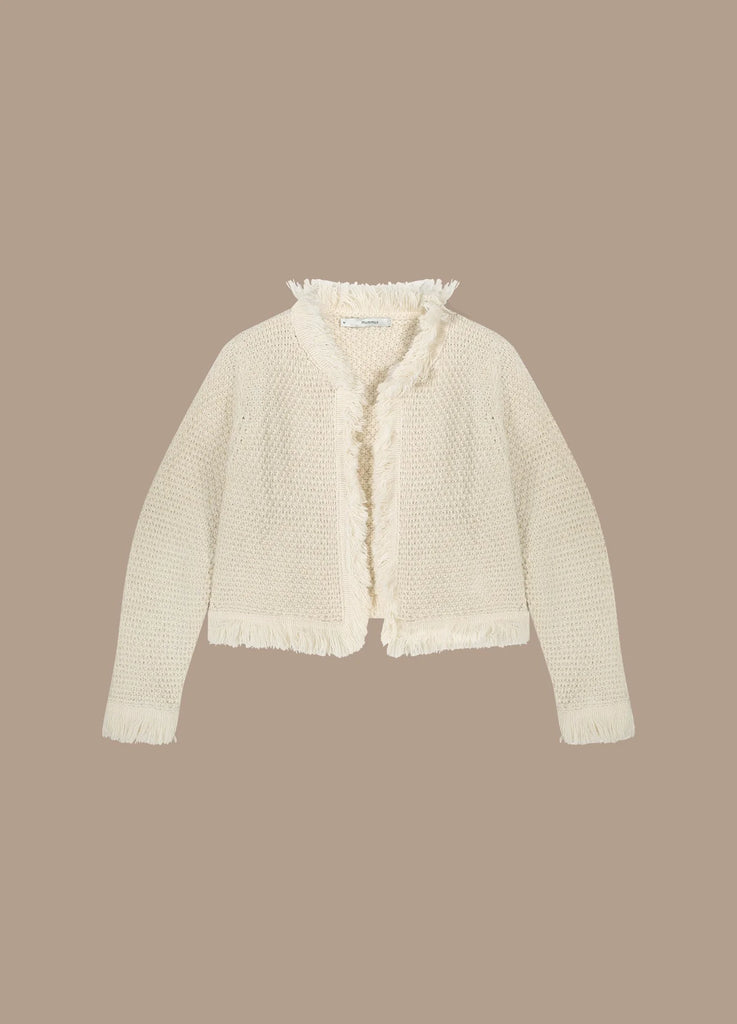 Summum Cream Knitted Tweed Look Jacket
