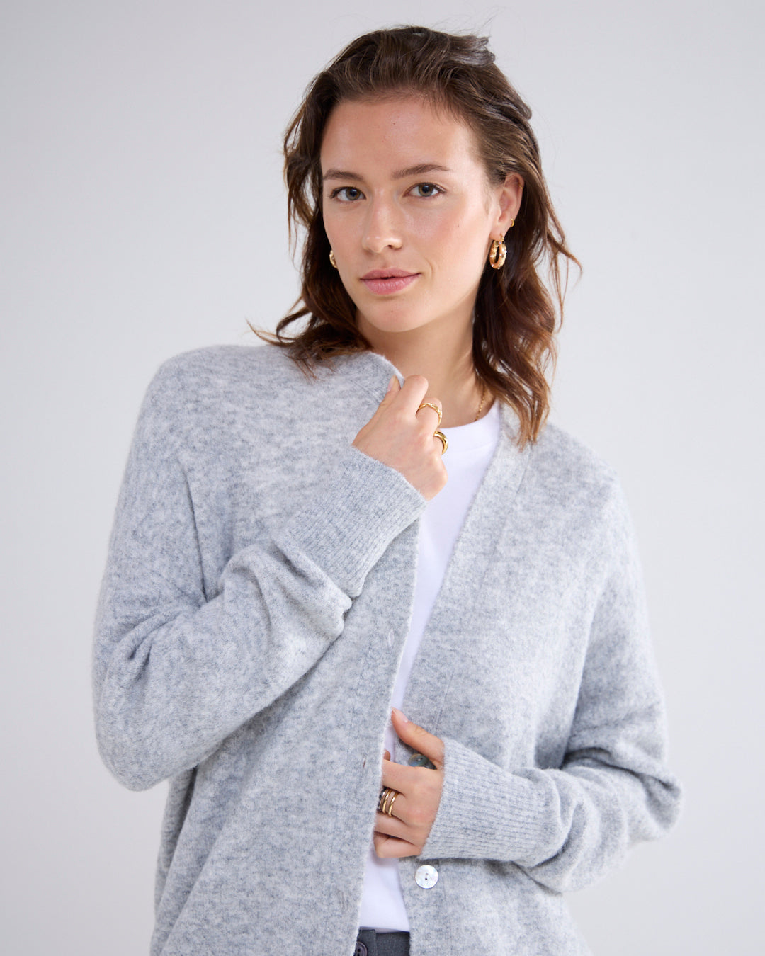 Summum Soft Grey Relaxed Fit CardiganO