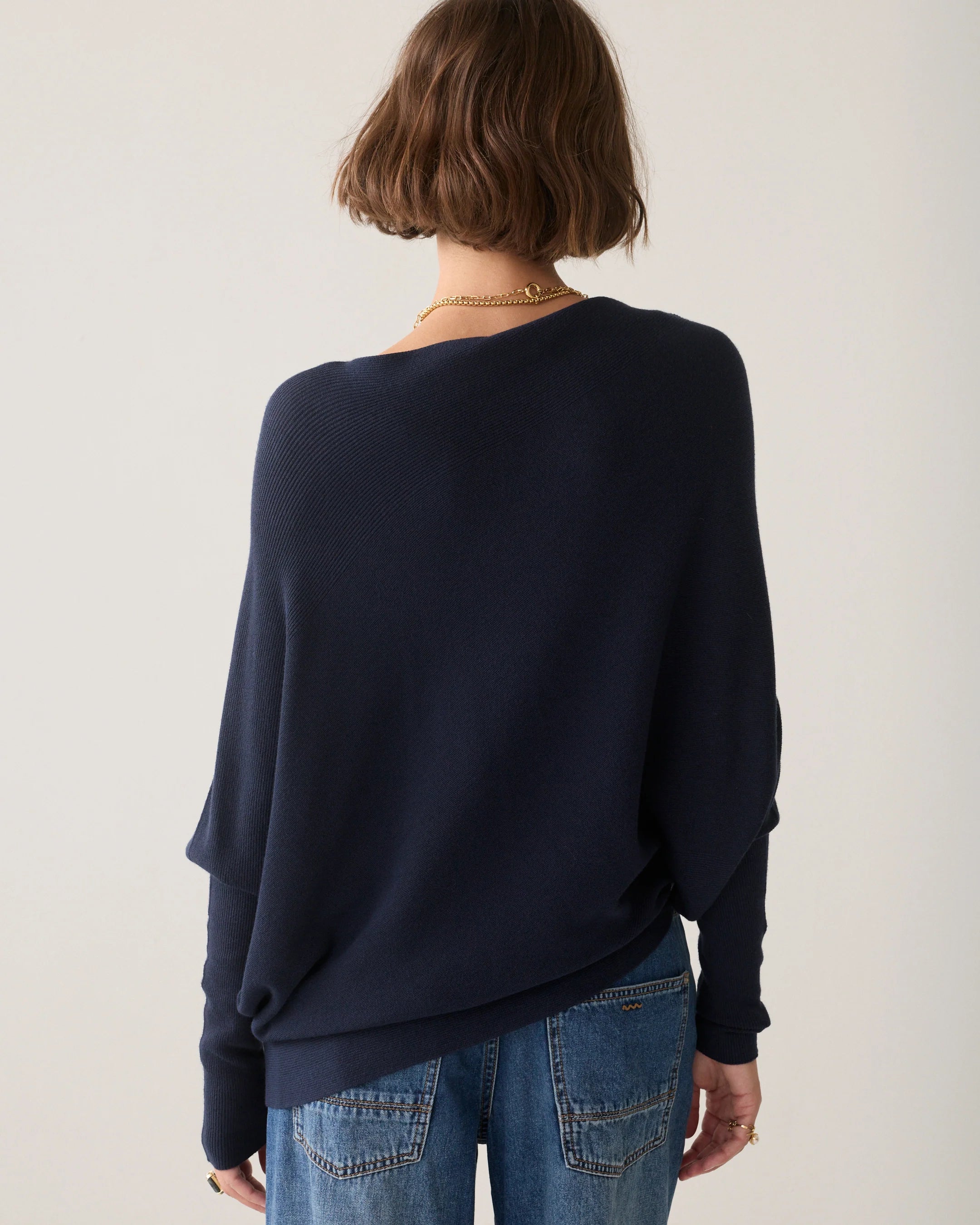 Summum navy asymmetric jumper – back model view