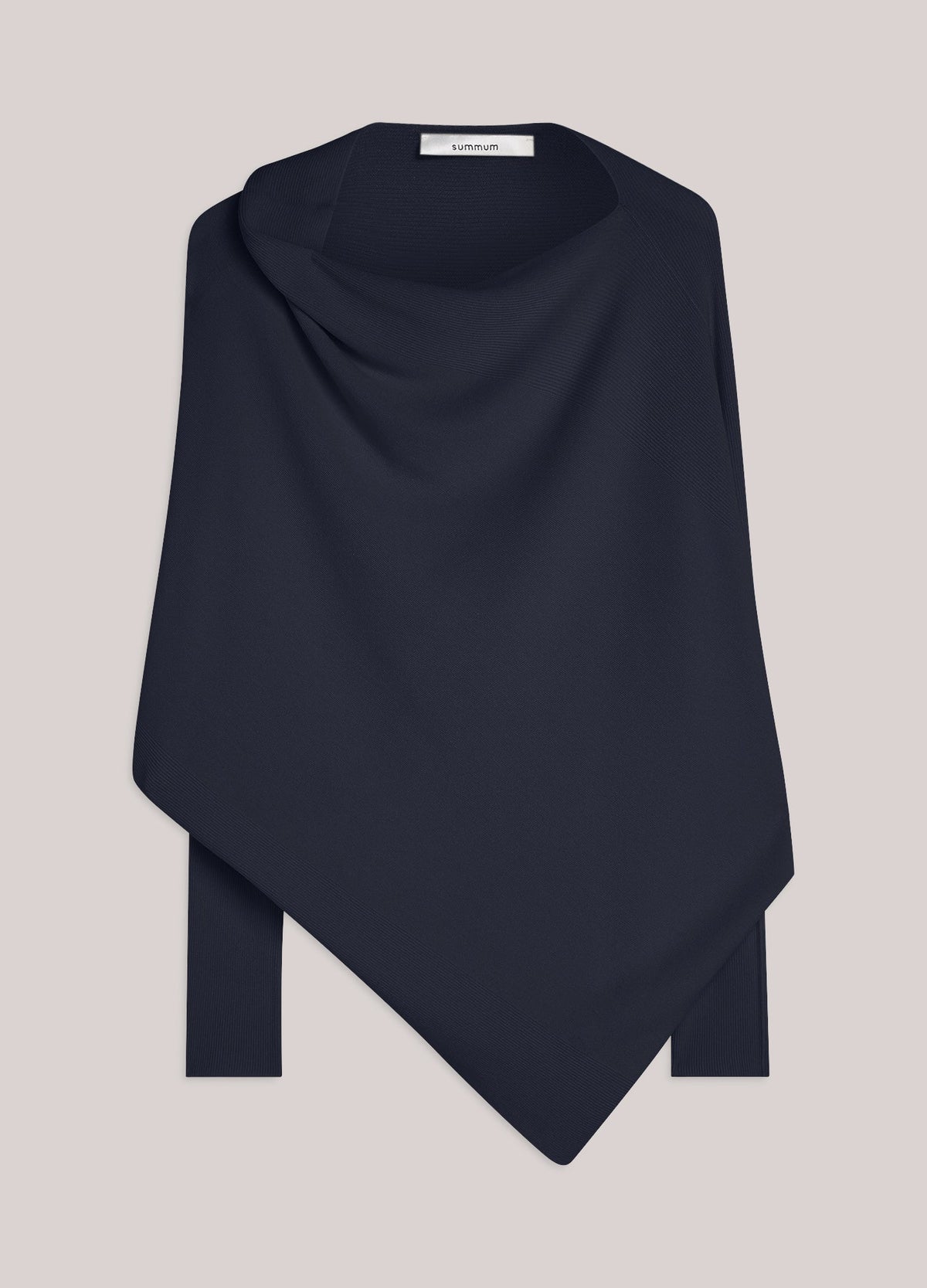 Summum navy asymmetric boat neck jumper – product-only front view