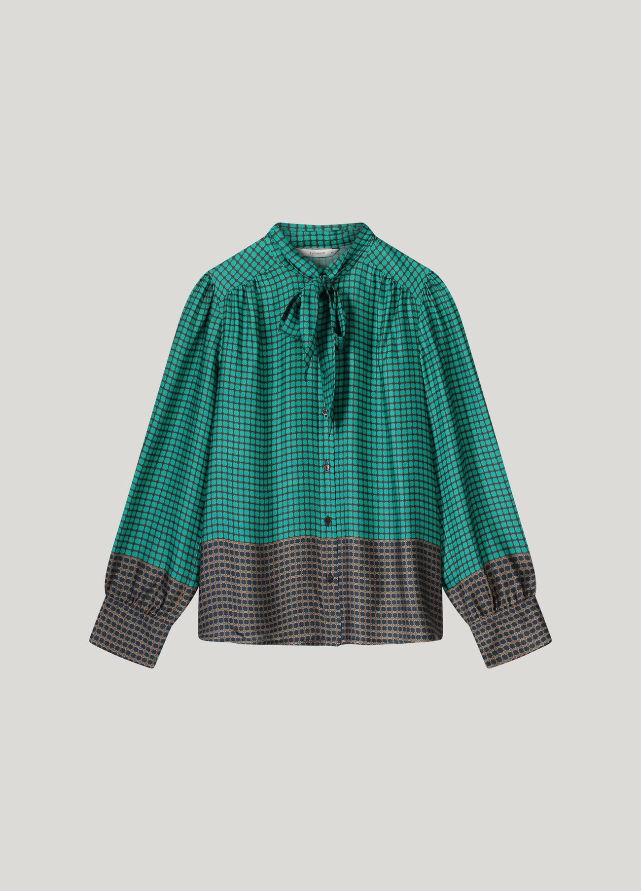 Summum Green/Navy Tie Bow Shirt