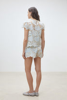 Suncoo Lexy lace blouse back view with keyhole fastening