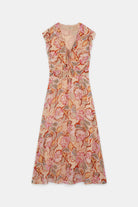 Suncoo Cali pink abstract print midi dress full length