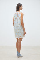 Suncoo Cerise lace dress back scalloped hem detail
